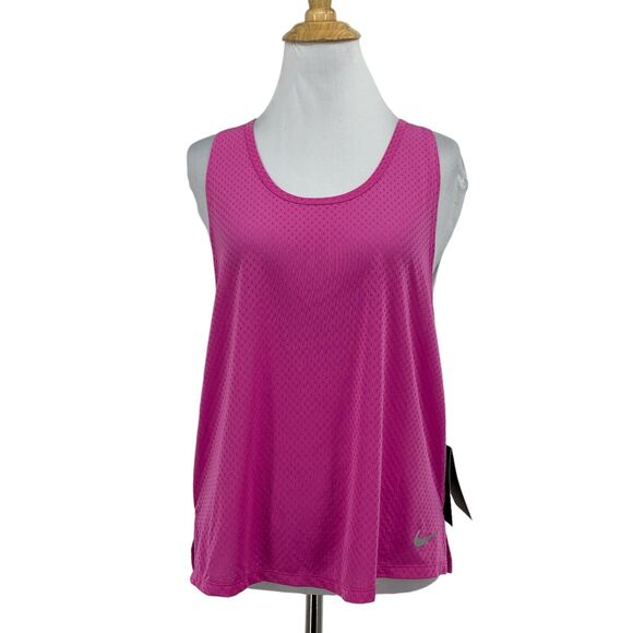 Nike Tank Top Womens M Medium Plum Breathe Miler Dri Fit Cut Out Back Running - Picture 1 of 16